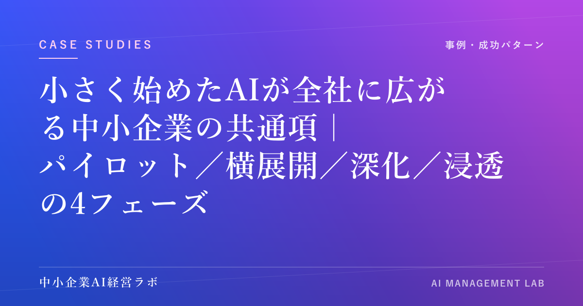 小さく始めたAIが全社に広がる中小企業の共通項｜パイロット／横展開／深化／浸透の4フェーズ のアイキャッチ画像